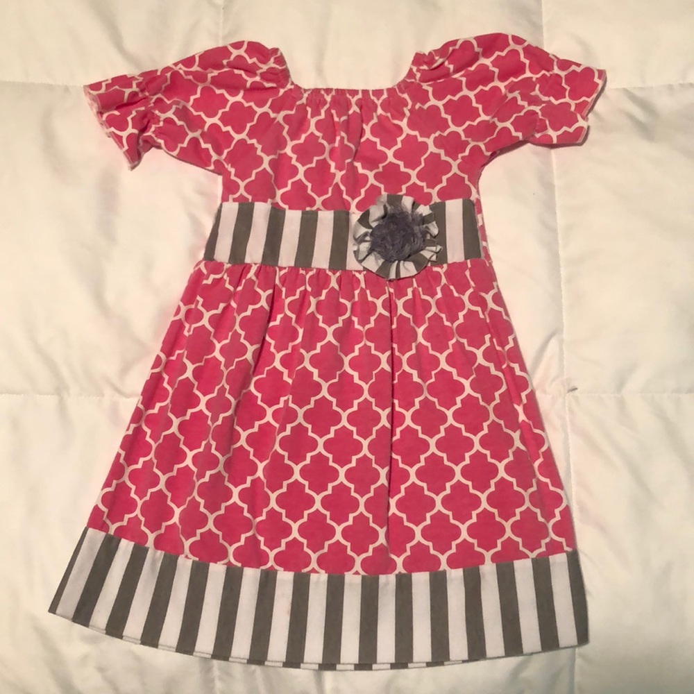 Pink and white boutique dress